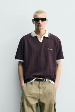 POLO JACQUARD VERTICAL BORDADO / Granate - Zara фото 2