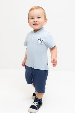 КР 6537/голубой полукомбинезон (песочник) д/мал яс