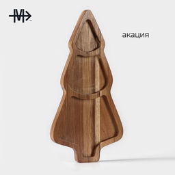 Менажница новогодняя Magistro «Ёлочка», 30×15×1.8 см, дерево акация