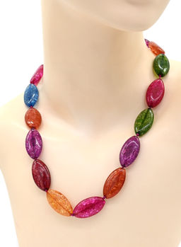 Бусы из хрусталя тонированного "снег" рис 15*30мм, цв.ассорти, 48см