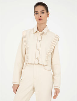 Krem Crop Top Uzun Kollu G_mlek - Pierre cardin фото 3