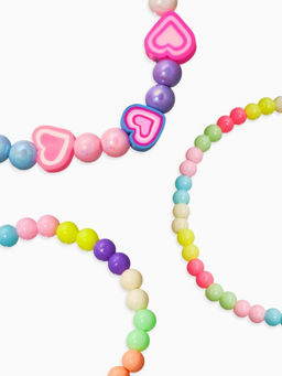 Браслеты детские «Выбражулька. Сердце и Бусинки», набор 3 шт. цветной