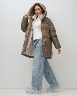 Куртка двубортная женская зимняя с капюшоном коричневого цвета 7736K Бренд: Visdeer  фото 13