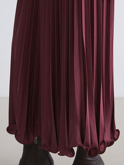 Beli Lastikli ?ifon Pileli Etek