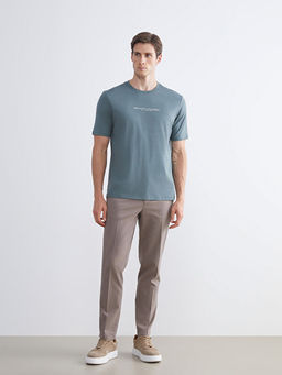 Bisiklet Yaka Bask?l? Penye Erkek Ti??rt