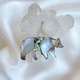 Радуга Самоцветов Брошь Медведь Халиотис, Перламутр