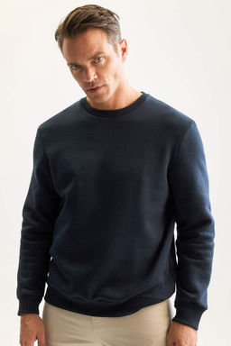 3 Iplik Pamuklu Sardonlu Ici Polarl? Regular Fit Bisiklet Yaka Kal?n Sweatshirt - Defacto фото 8