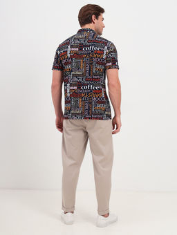 Джемпер мужской с воротником поло короткий рукав GREG G144-KP1246-UT14 (принт буквы)  фото 4