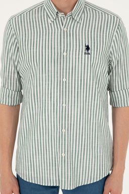 U. S. Polo Assn / Мужская рубашка цвета хаки с длинным рукавом - U.s. polo assn фото 6