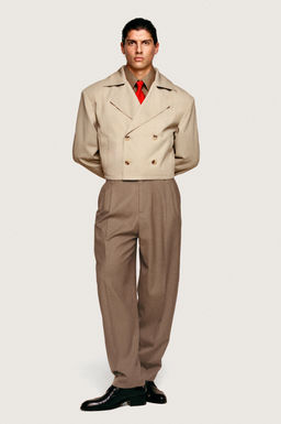 PANTAL?N PLIEGUES TRAJE WILLY CHAVARRIA X ZARA / Tostado  фото 7