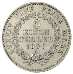 1/6 талера 1856 года A Германские государства  Ангальт  Бернбург