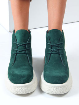 Ботинки 308.агатаw. зеленый замша/Байка