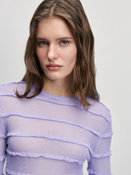 Трикотажный лонгслив с воланами из вискозы / Zarina  фото 7