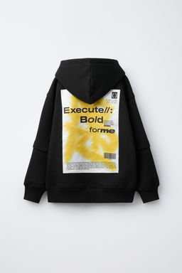 DOUBLE LONG SLEEVE LABEL HOODIE - Zara фото 2