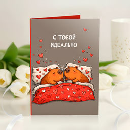 Открытка 4 шоколадки "С тобой идеально (капибары)"