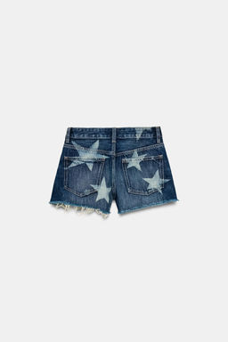 SHORTS DENIM TRF TIRO MEDIO ESTRELLAS / Azul - Zara фото 4