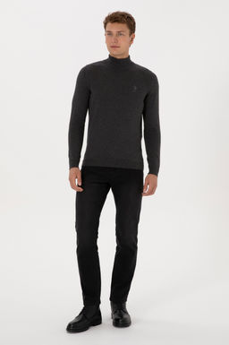 Erkek Slim Fit Yar_m Bo_azl_ Antrasit Melanj Basic Kazak - U.s. polo assn фото 4