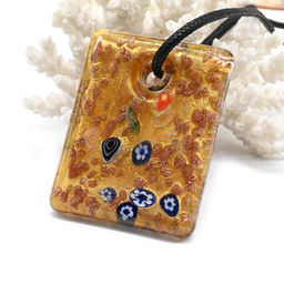 Муранское стекло кулон прямоугольный 35*45мм цв.коньячный