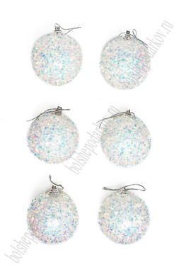 Набор новогодних шаров 6 см (6 шт) SF-7334, белый