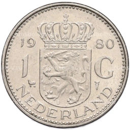Монета 1 гульден 1980 года Нидерланды