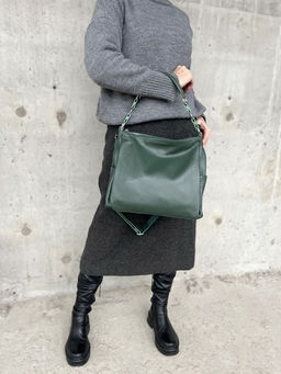 Женская кожаная сумка хобо 8919-9 Грин - Sergio valentini фото 7