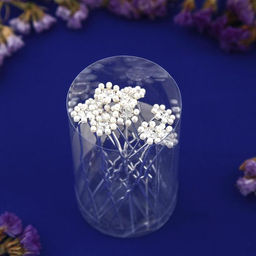 Цена за 9 шт. Шпилька для волос «Жемчужная ромашка», серебро