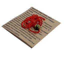 Браслет красная шерстяная нить с камнем Унакит Яшма - денежный магнит, притягивает энергии изобилия