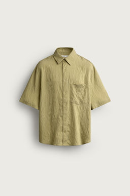 CAMISA BOXY FIT JACQUARD RAYAS / Amarillo - Zara фото 7