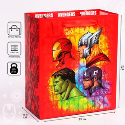 Пакет подарочный, 23×27×11.5 см, упаковка, Мстители