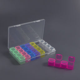 Органайзер для хранения мелочей QF, 28 ячеек, 17.5×10.5×2.5 см, разноцветный