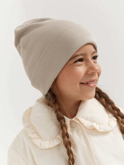 Шапка трикотажная двухслойная Какао - Bungly фото 6