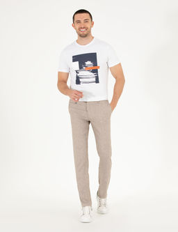 A__k Kahverengi Keten Kar___ml_ Jogger Kuma_ Pantolon