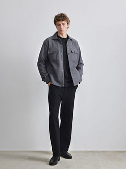 Regular Fit Erkek Dokulu G?mlek Ceket