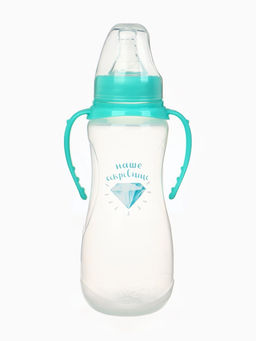 Бутылочка для кормления M&B «Наше сокровище», классическое горло, с ручками, от 3 мес., 250 мл., приталенная, бирюзовый