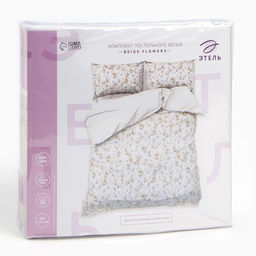 Постельное бельё Этель 1,5 сп Beige flowers, 143х215 см, 150х214 см, 50х70 см -2 шт, мако-сатин 114г/м2  фото 7