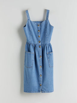 Kare Yaka K?z ?ocuk Jean Elbise