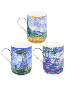 Набор 3 кружек 350 мл 10,8*7,5*10,5 см "Импрессионизм" ("Вод.лилии","Прогулка","Пш.поле с кипарис.")