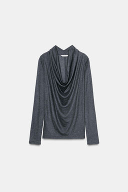 DRAPED T-SHIRT WITH LYOCELL - Zara фото 2