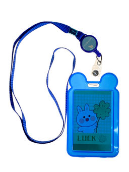 Бейдж для пропуска с рулеткой и лентой, цвет синий