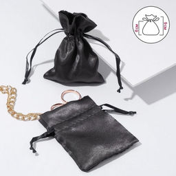 Цена за 50 шт. Мешочек подарочный атласный, 7x9см, цвет графитовый - Simaland фото 2