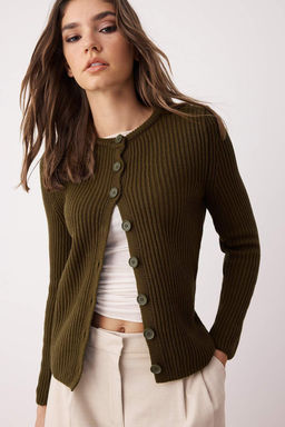 More Sustainable Haki Fitted/Vucuda Oturan Basic Fitilli Triko H?rka TWOAW26HI00175