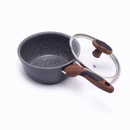 2666 GIPFEL Ковш POLA 16х7,5см из/1,1л прессованного алюминия с 2-слойным антипригарным мраморным покрытием, с индукционным дном, со стеклянной крышкой, с ручками с покрытием Soft touch. Толщина: 2,3м  фото 2