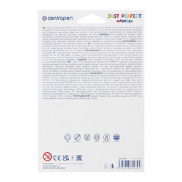 Фломастеры 12 цветов Centropen 2510 Perfect, 3.9 мм невысыхаемые, картонная упаковка, европодвес