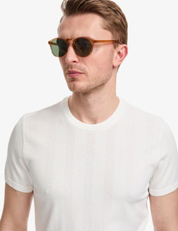 Ekru Slim Fit Bisiklet Yaka Triko Ti__rt