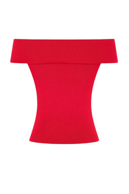 K?rm?z? Carmen Yaka Vucudu Saran Triko Ince Bluz TWOSS26BZ00322 - Trendyolmilla фото 2