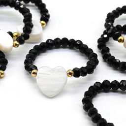 Колечко на резинке с перламутром Сердце и цирконом цвет небесно голубой - Радуга камня фото 21