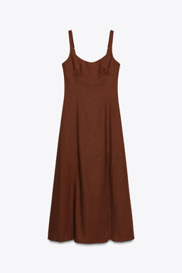 LINEN BLEND MIDI DRESS - Zara фото 7