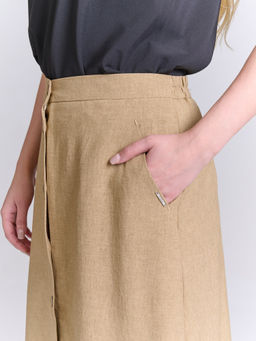 Льняная юбка с резинками по бокам Лен-40% Вискоза-30% ПЭ-30%