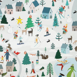 Цена за 10 шт. Упаковочная бумага на Новый год Зимний город, 70?100 см, глянцевая