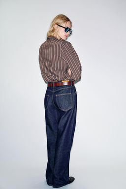 CAMISA RAYAS VOLANTES / Marr?n-Azul - Zara фото 5